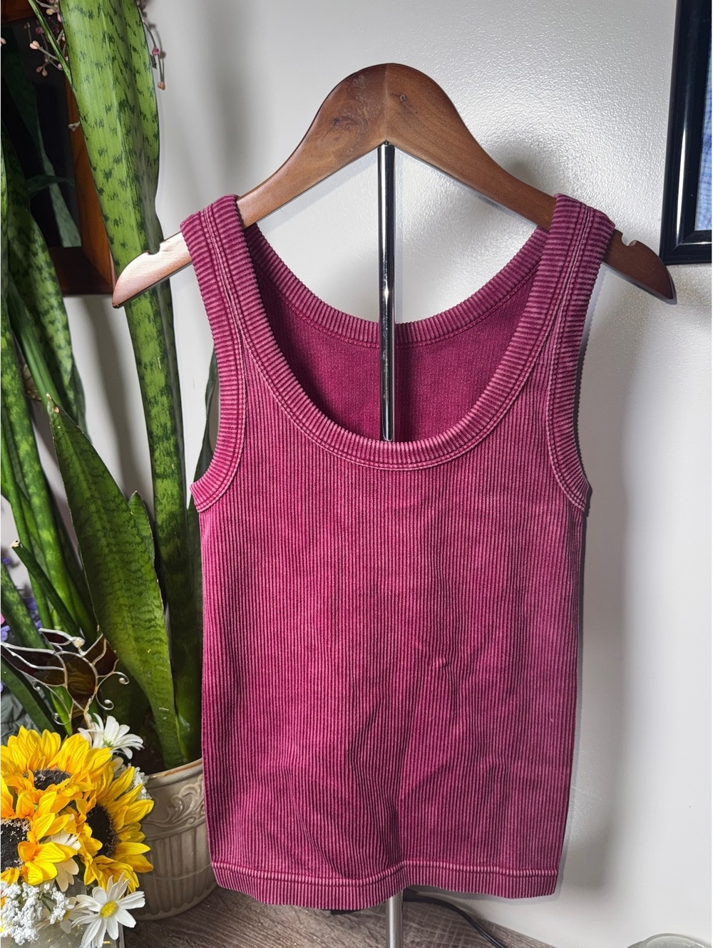 Zenana 2 Way Neckline Washed Ribbed Seamless Tank Top